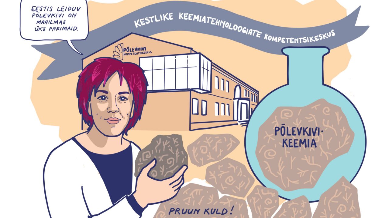 Virumaa kolledž asub Kohtla-Järvel, maailma põlevkivitööstuse pealinnas; pildil Olga Pihl. Illustratsioon: Piret Räni