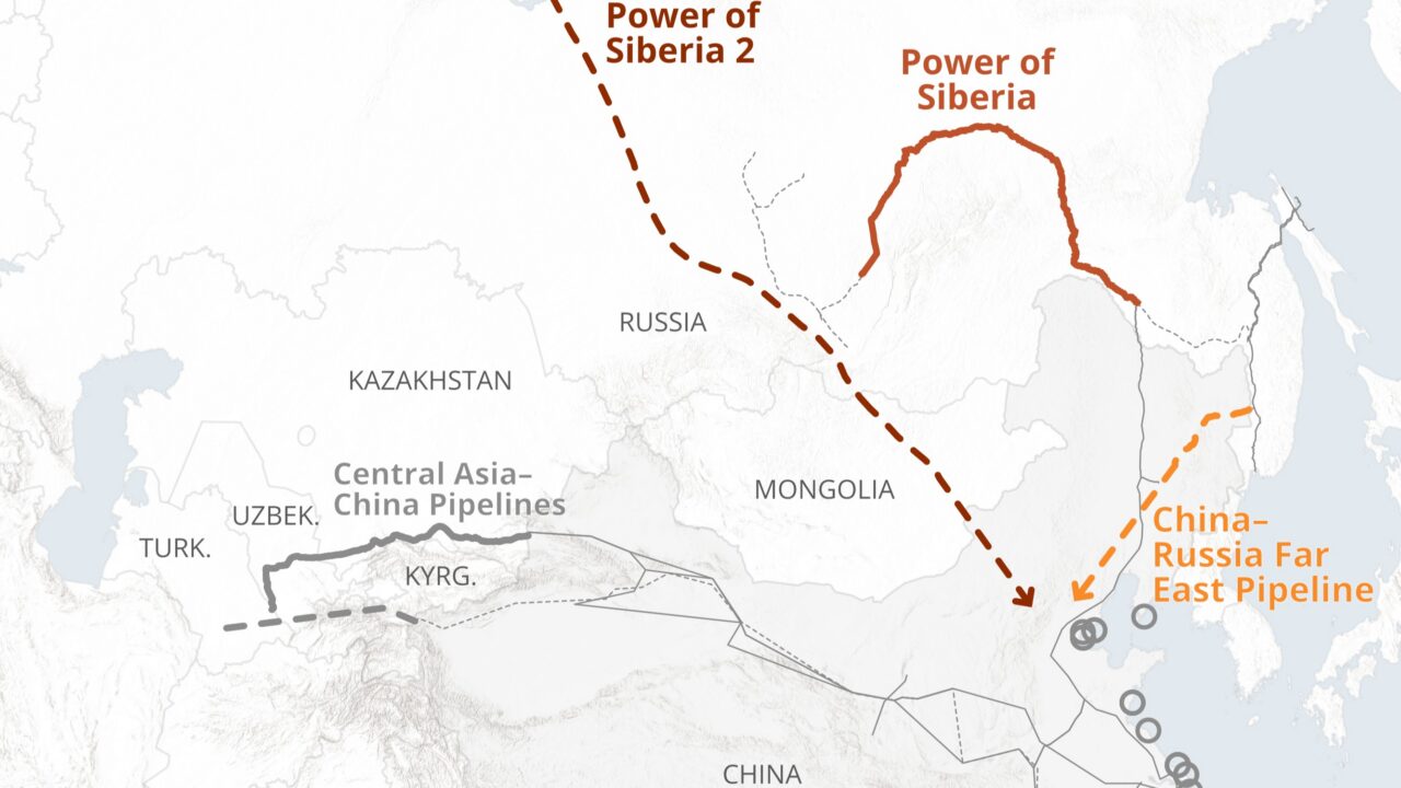 The political memorandum signed in September commits the parties to build a pipeline that would channel gas from Western Siberia to northern China via Mongolia, with a planned capacity of around 50 billion cubic metres per year. Illustration: Global Energy Monitor