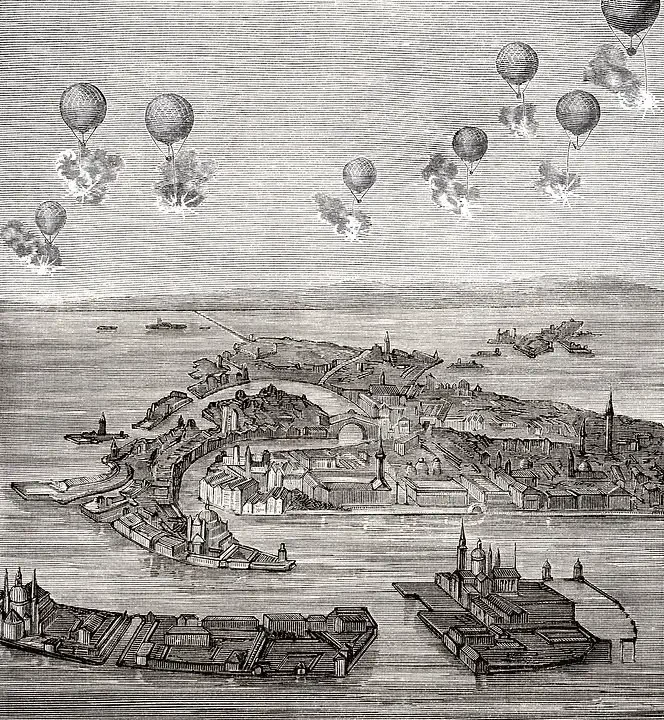 1849. aastal kasutas Austria Veneetsia vastu peetud sõjas linna pommitamiseks mehitamata õhupalle.