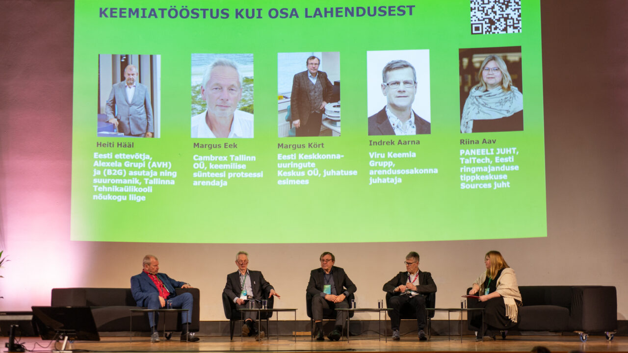 Ringmajanduse aastakonverentsi teises teemaplokis räägiti plasti ringlussevõtust ja keemiatööstuse rollist, kuid jutt jõudis kiiresti peamise takistuseni – laboritöö ja tootmise keerukate seosteni. Foto: Ringmajanduse aastakonverents