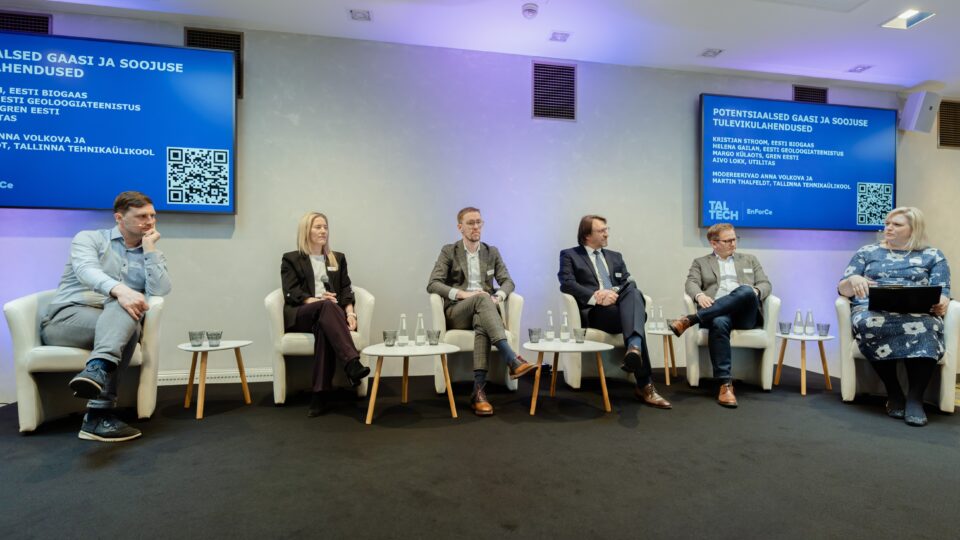 TalTechi energiakonverentsi „Energialahenduste väljakutsed“ paneelarutelus otsiti vastust küsimusele, kuidas siduda gaasi-, soojus- ja salvestuslahendused toimivaks ja paindlikuks energiasüsteemiks. Foto: Tanel Meos