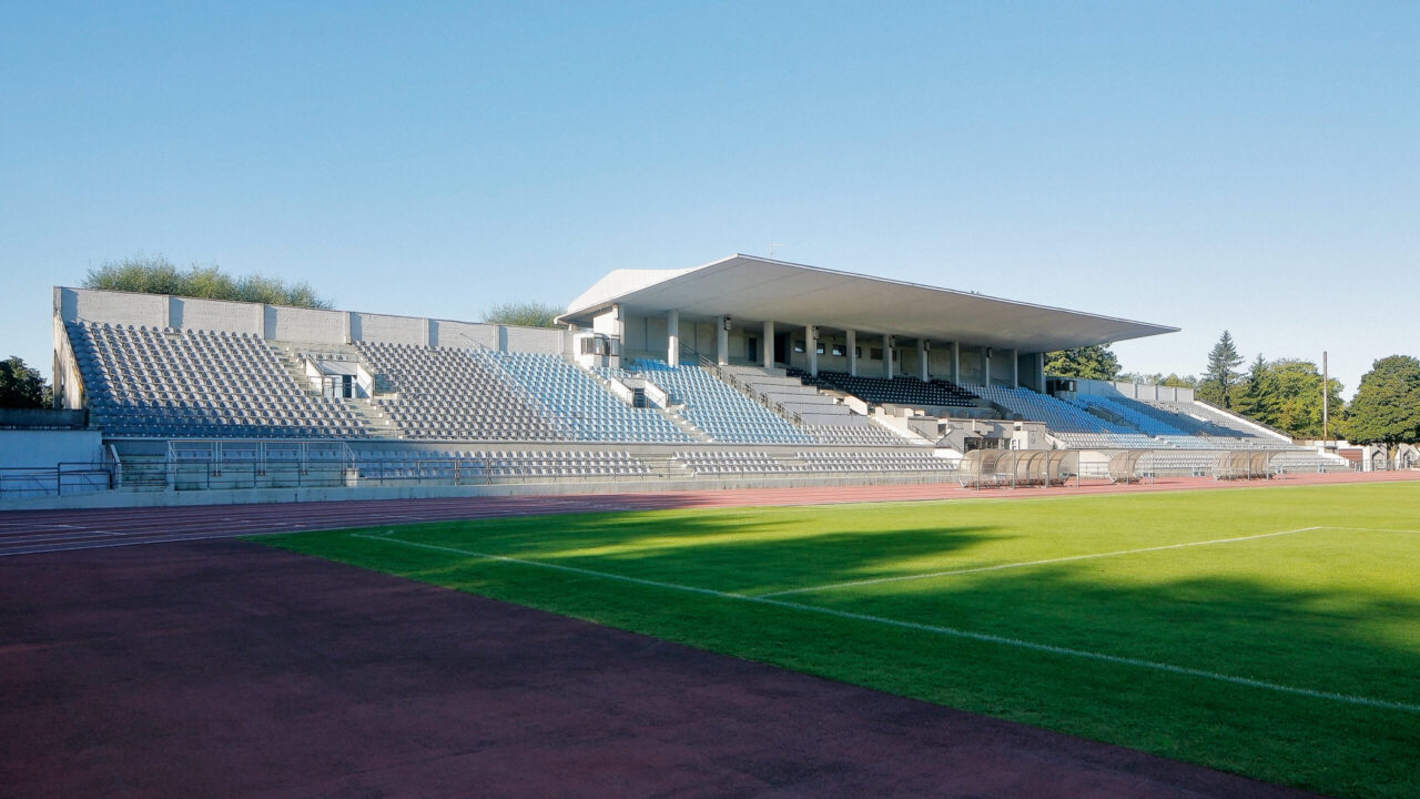 Kadrioru staadioni tribüünihoone, Tallinn, Eesti. Arhitekt Elmar Lohk, ehituskonstruktor August Komendant, 1936–1938. Martin Siplane, Eesti Arhitektuurimuuseum