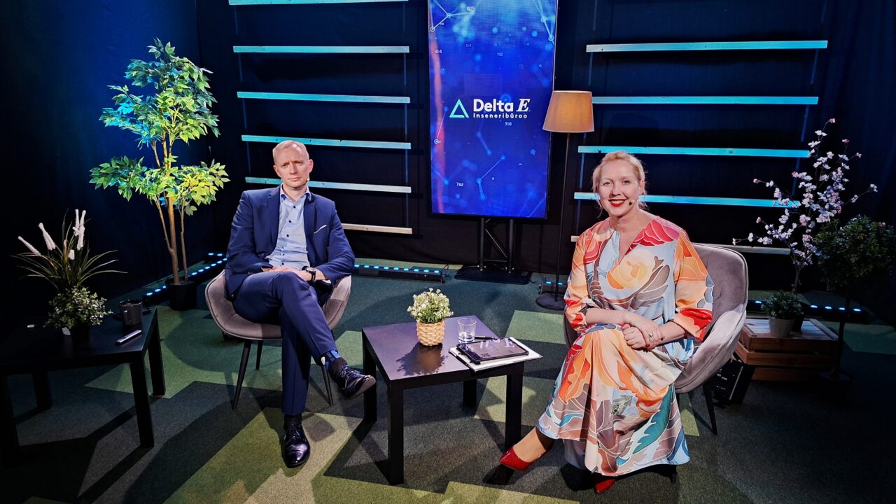 DeltaE juht Marti Arak koos loo autori Triin Ploompuuga vestlemas energiasäästust, inseneritööst ja ettevõtlusest. Foto: TalTech