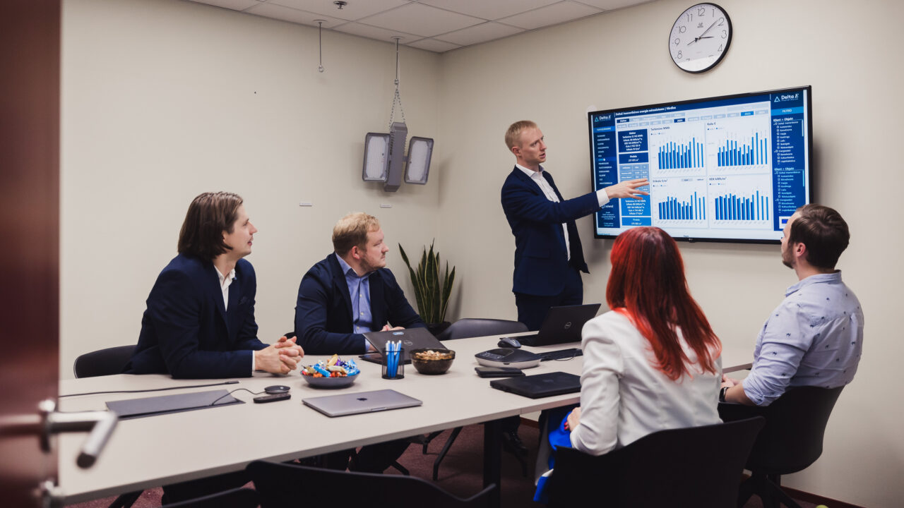 DeltaE meeskond analüüsib energiatarbimise andmeid ja otsib võimalusi tõhususe suurendamiseks. Foto: DeltaE